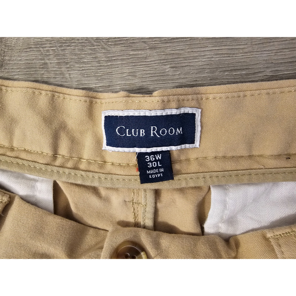 Club Room Mens Pants Khaki Flat Front Stretch 36 X 30 - Picture 3 of 5